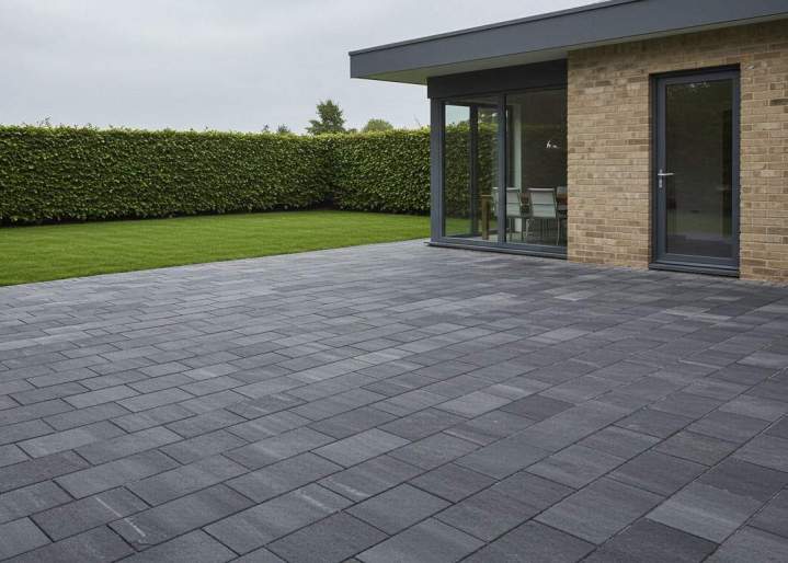 Création de dallage extérieur en béton, pierre ou pavés.